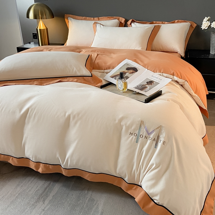 91家纺网 家纺一手货源 找家纺 遇见家居生活馆 2023新款亲肤棉磨毛刺绣四件套 玛利亚-奶昔白