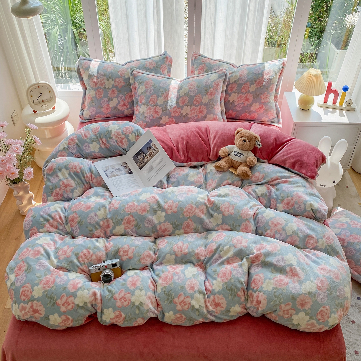 91家纺网 家纺一手货源 找家纺 梵克保罗 2025新款A类高克重牛奶绒印花四件套（包含买家秀） 春色兰