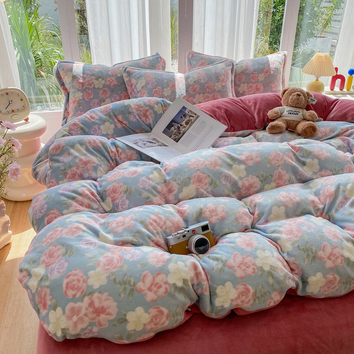 91家纺网 家纺一手货源 找家纺 梵克保罗 2025新款A类高克重牛奶绒印花四件套（包含买家秀） 春色兰