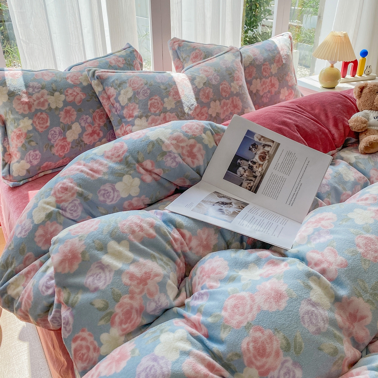 91家纺网 家纺一手货源 找家纺 梵克保罗 2025新款A类高克重牛奶绒印花四件套（包含买家秀） 春色兰