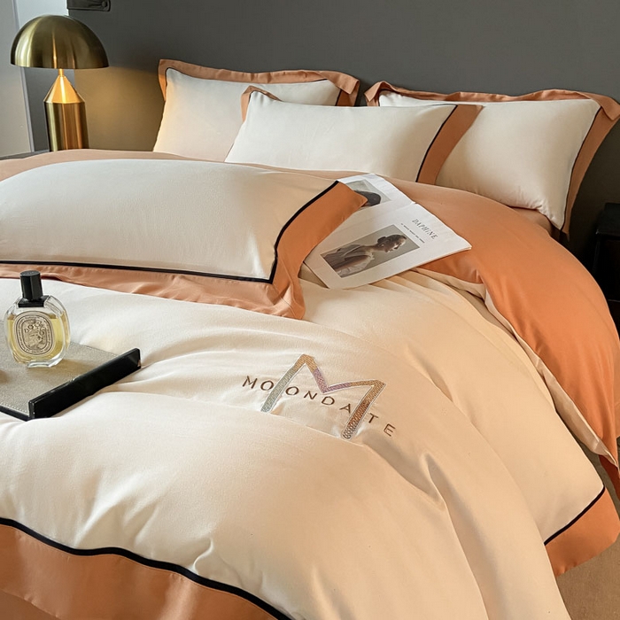 91家纺网 家纺一手货源 找家纺 遇见家居生活馆 2023新款亲肤棉磨毛刺绣四件套 玛利亚-奶昔白