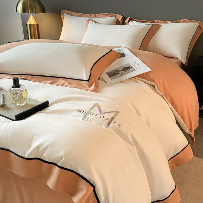 91家纺网 家纺一手货源 找家纺 遇见家居生活馆 2023新款亲肤棉磨毛刺绣四件套 玛利亚-奶昔白