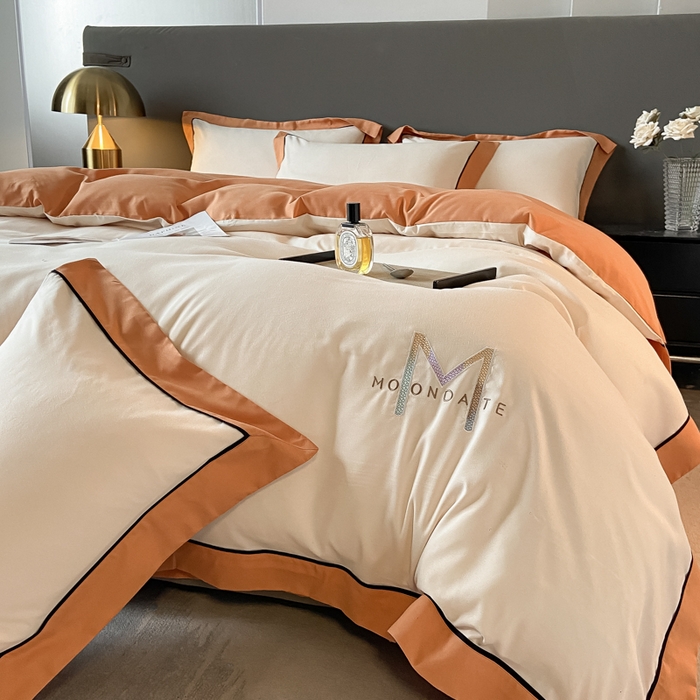 91家纺网 家纺一手货源 找家纺 遇见家居生活馆 2023新款亲肤棉磨毛刺绣四件套 玛利亚-奶昔白