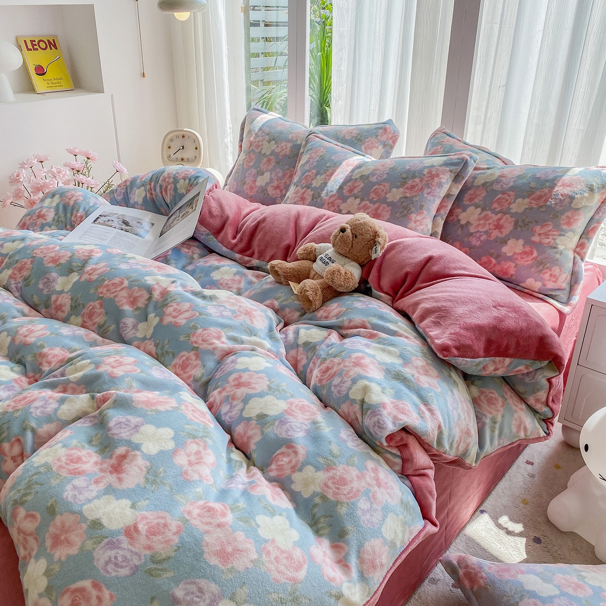 91家纺网 家纺一手货源 找家纺 梵克保罗 2025新款A类高克重牛奶绒印花四件套（包含买家秀） 春色兰