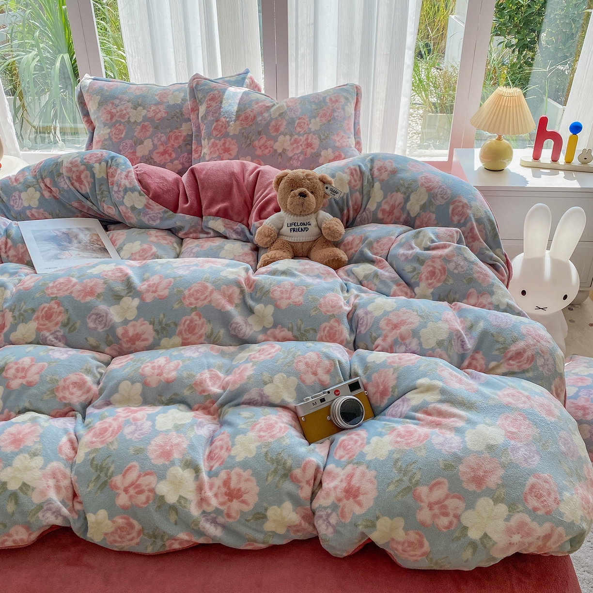 91家纺网 家纺一手货源 找家纺 梵克保罗 2025新款A类高克重牛奶绒印花四件套（包含买家秀） 春色兰