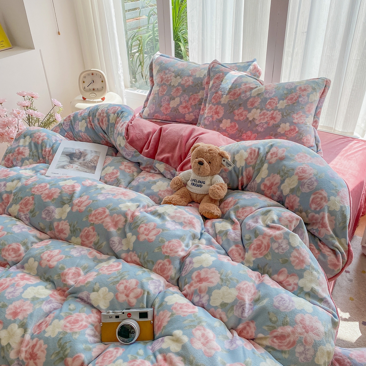 91家纺网 家纺一手货源 找家纺 梵克保罗 2025新款A类高克重牛奶绒印花四件套（包含买家秀） 春色兰