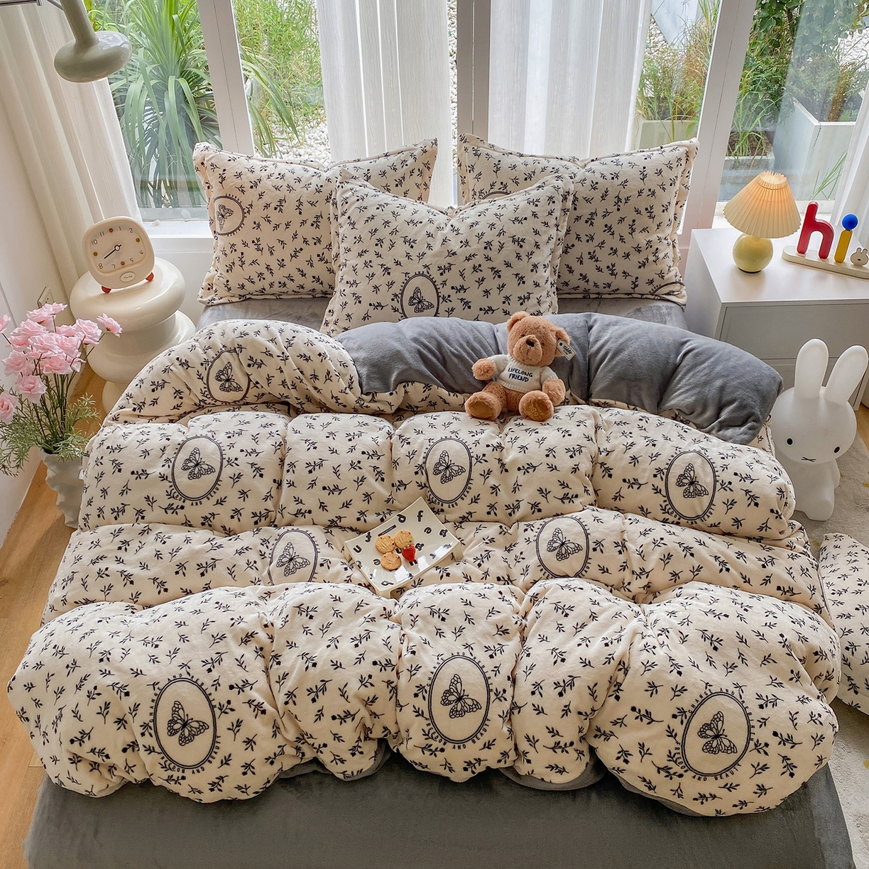 91家纺网 家纺一手货源 找家纺 梵克保罗 2025新款A类高克重牛奶绒印花四件套（包含买家秀） 复古蝶园