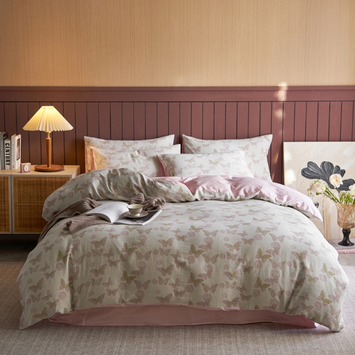 91家纺网 家纺一手货源 找家纺 （总）宜代光年 2025新款彩色色织大提花纱布四件套