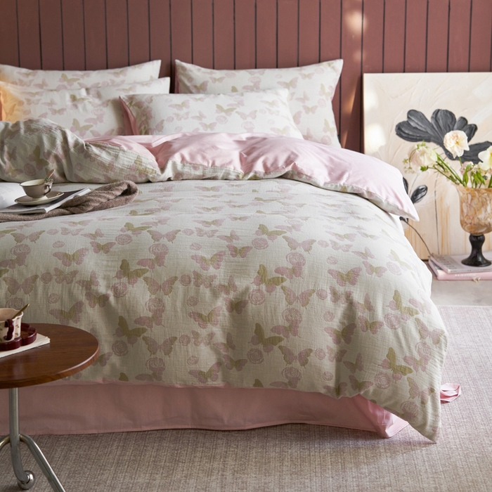 91家纺网 家纺一手货源 找家纺 （总）宜代光年 2025新款彩色色织大提花纱布四件套