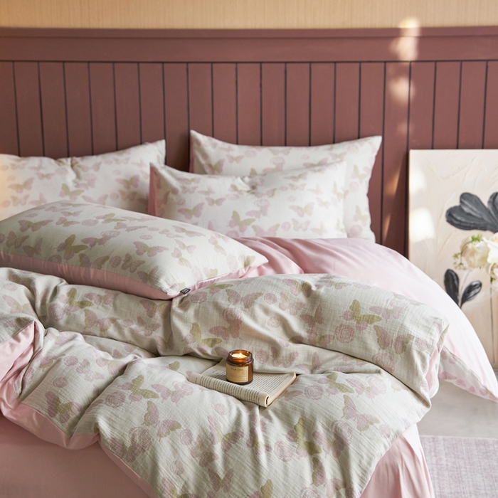 91家纺网 家纺一手货源 找家纺 （总）宜代光年 2025新款彩色色织大提花纱布四件套