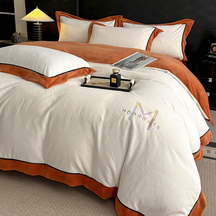 91家纺网 家纺一手货源 找家纺 （总）遇见家居生活馆 2025新款A类牛奶绒玛利亚绒宽边四件套（控价：标准178，加大188，床笠款183）