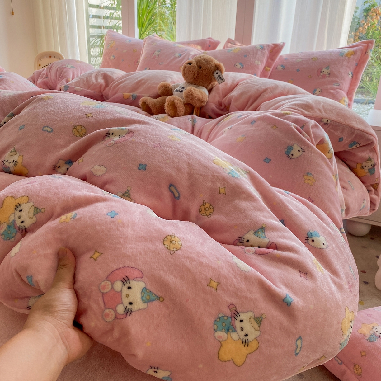 梵克保罗 2025新款A类高克重牛奶绒印花四件套（包含买家秀） 萌喵