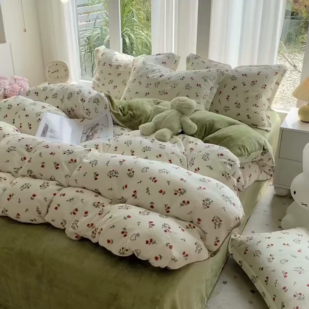 91家纺网 家纺一手货源 找家纺 梵克保罗 2025新款A类高克重牛奶绒印花四件套（包含买家秀） 小确幸