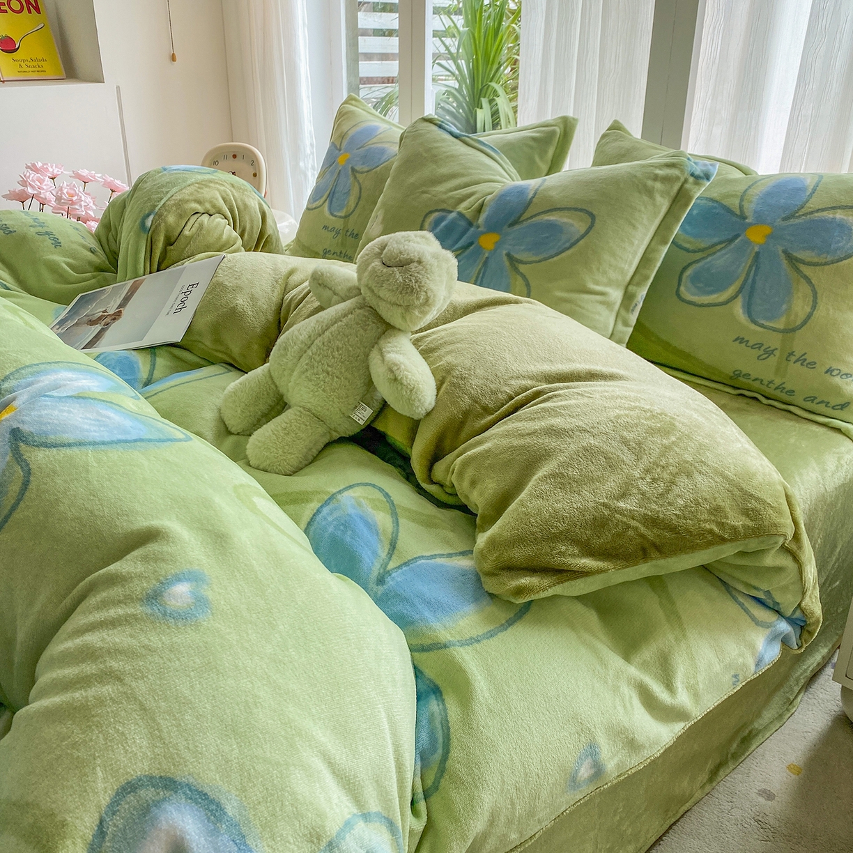 91家纺网 家纺一手货源 找家纺 梵克保罗 2025新款A类高克重牛奶绒印花四件套（包含买家秀） 心花路放