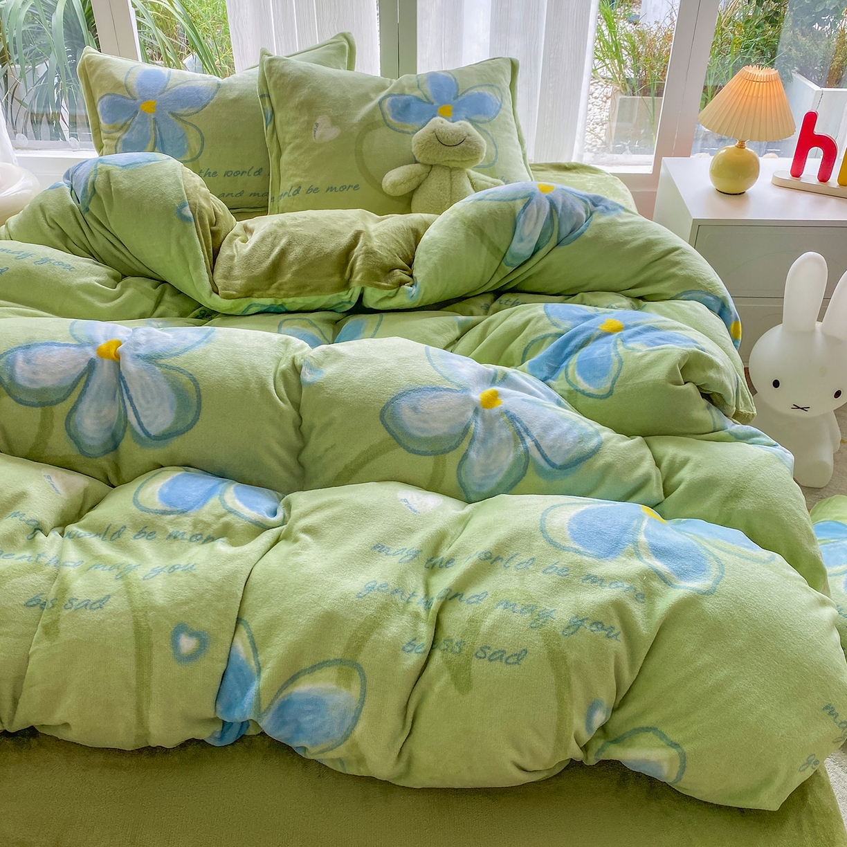 91家纺网 家纺一手货源 找家纺 梵克保罗 2025新款A类高克重牛奶绒印花四件套（包含买家秀） 心花路放