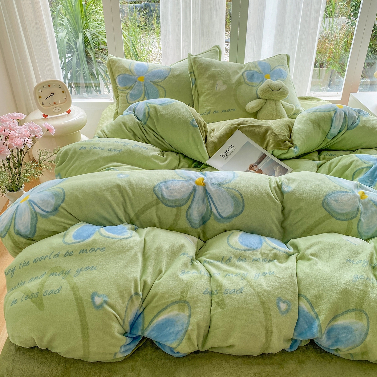 91家纺网 家纺一手货源 找家纺 梵克保罗 2025新款A类高克重牛奶绒印花四件套（包含买家秀） 心花路放