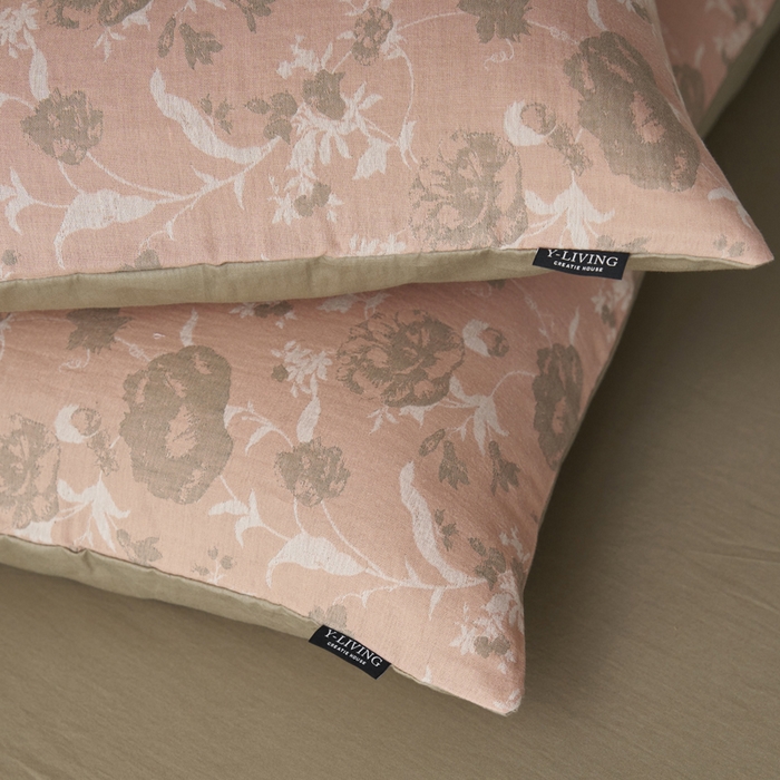 91家纺网 家纺一手货源 找家纺 宜代光年 2025新款彩色色织大提花纱布四件套 花枝棠-粉