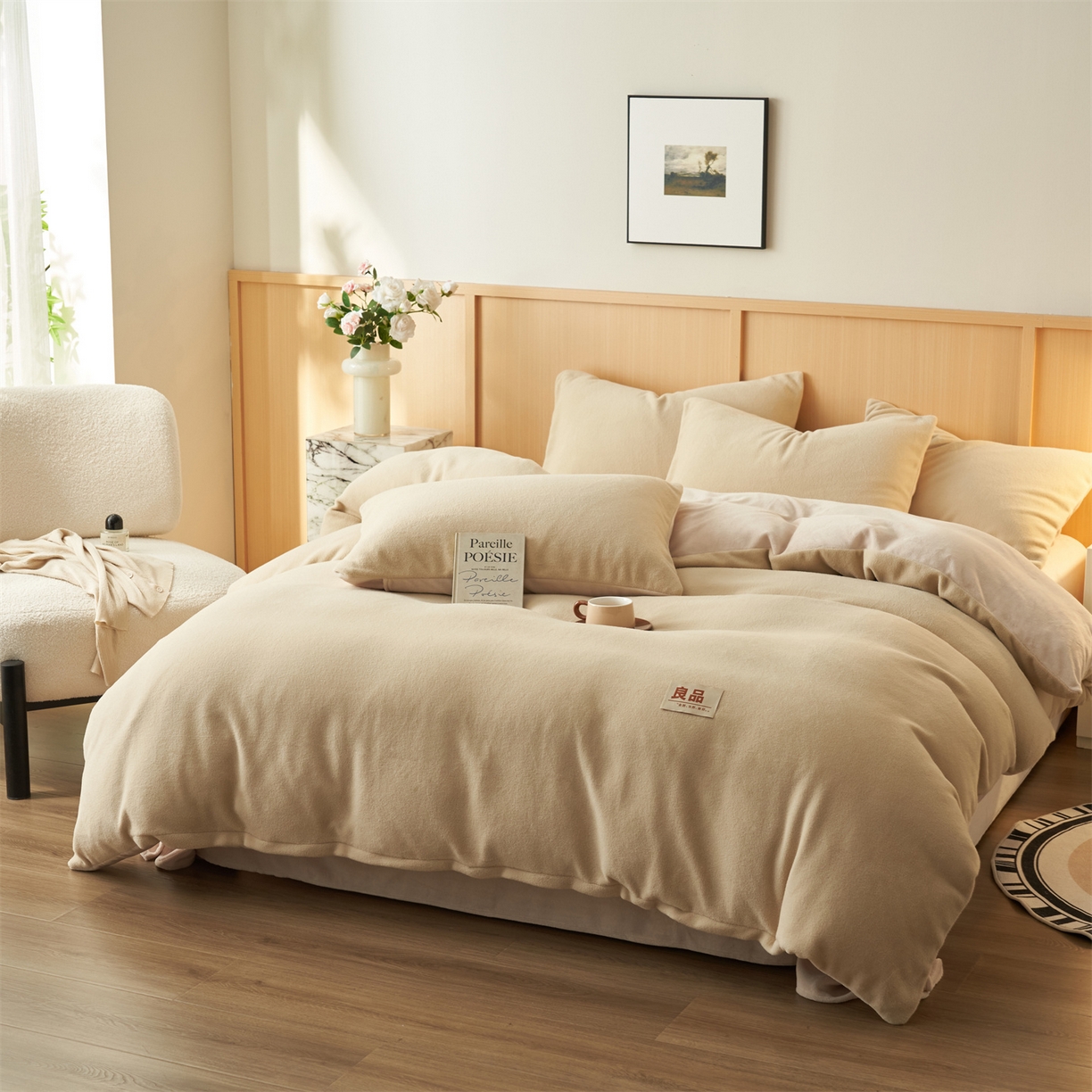 91家纺网 家纺一手货源 找家纺 金鹰 2025新款羊驼绒牛奶绒四件套加厚保暖绒套件被套 羊驼绒-驼色