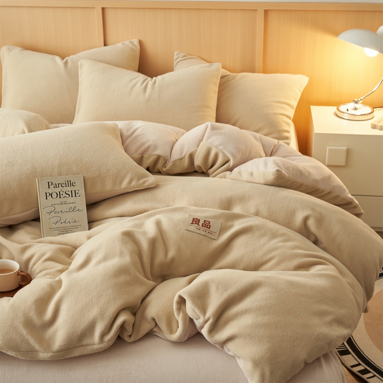 91家纺网 家纺一手货源 找家纺 金鹰 2025新款羊驼绒牛奶绒四件套加厚保暖绒套件被套 羊驼绒-驼色