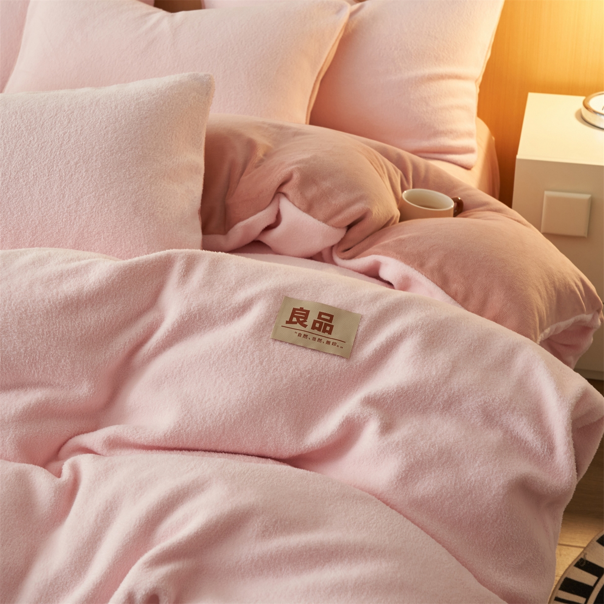 91家纺网 家纺一手货源 找家纺 金鹰 2025新款羊驼绒牛奶绒四件套加厚保暖绒套件被套 羊驼绒-粉色