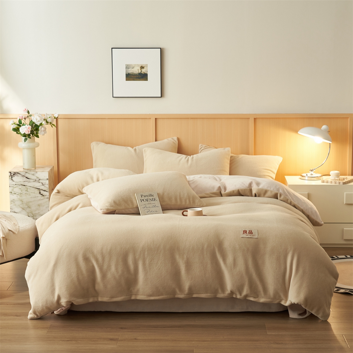 91家纺网 家纺一手货源 找家纺 金鹰 2025新款羊驼绒牛奶绒四件套加厚保暖绒套件被套 羊驼绒-驼色