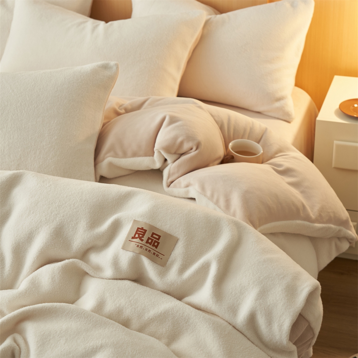 91家纺网 家纺一手货源 找家纺 金鹰 2025新款羊驼绒牛奶绒四件套加厚保暖绒套件被套 羊驼绒-奶白