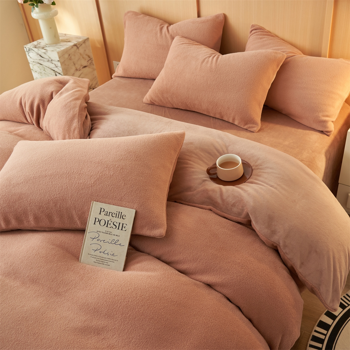 91家纺网 家纺一手货源 找家纺 金鹰 2025新款羊驼绒牛奶绒四件套加厚保暖绒套件被套 羊驼绒-焦糖