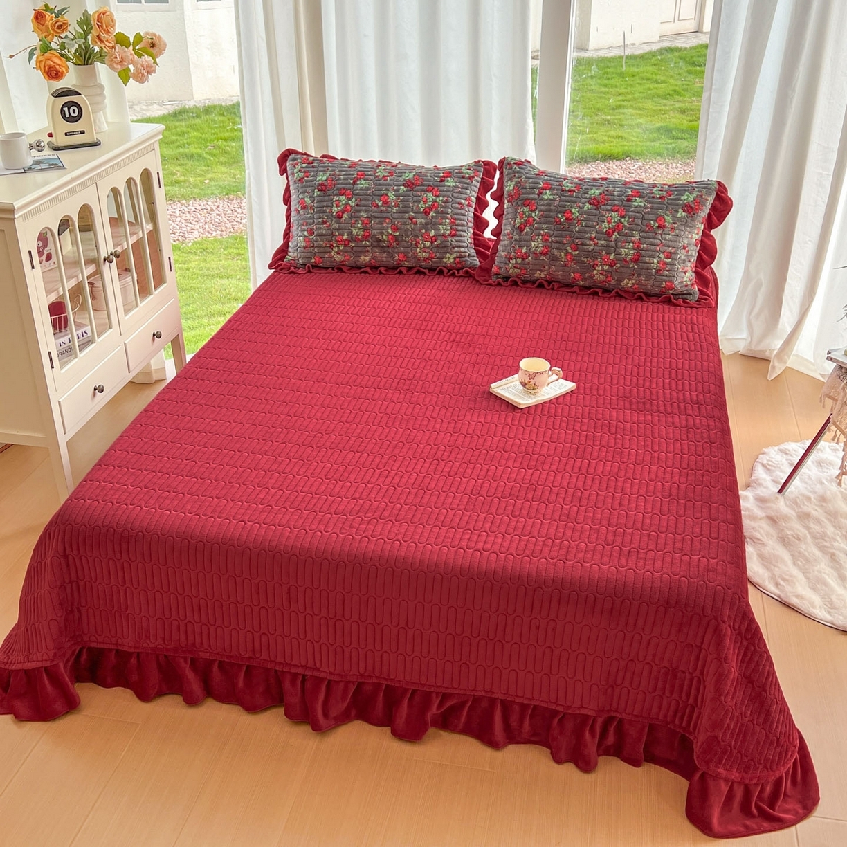 91家纺网 家纺一手货源 找家纺 （总）美梦家纺 2025新款花边牛奶绒床盖四件套