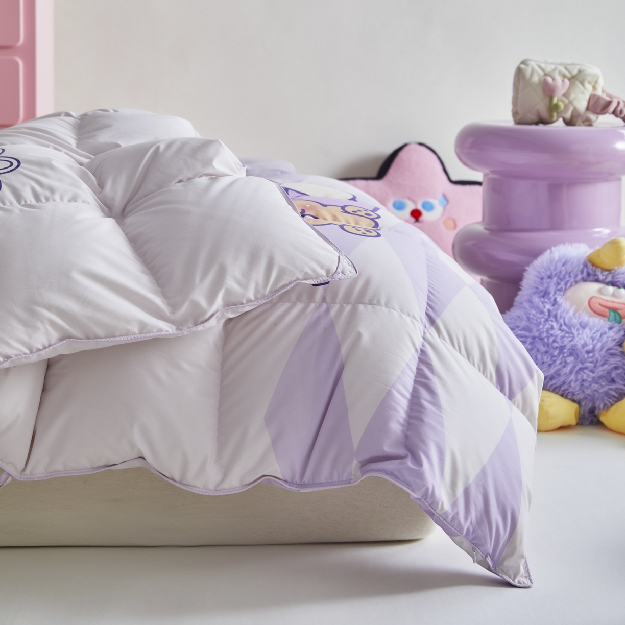 91家纺网 家纺一手货源 找家纺 暖羽屋羽绒馆 2025新款真抗菌防螨95白鸭绒儿童学生被芯羽绒被冬被婴幼儿园小被子被子被芯 紫色拉布尔2