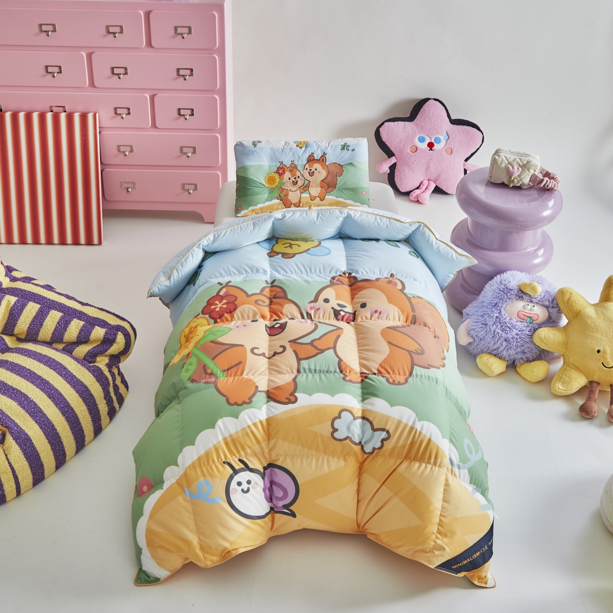 91家纺网 家纺一手货源 找家纺 暖羽屋羽绒馆 2025新款真抗菌防螨95白鸭绒儿童学生被芯羽绒被冬被婴幼儿园小被子被子被芯 两只松鼠2