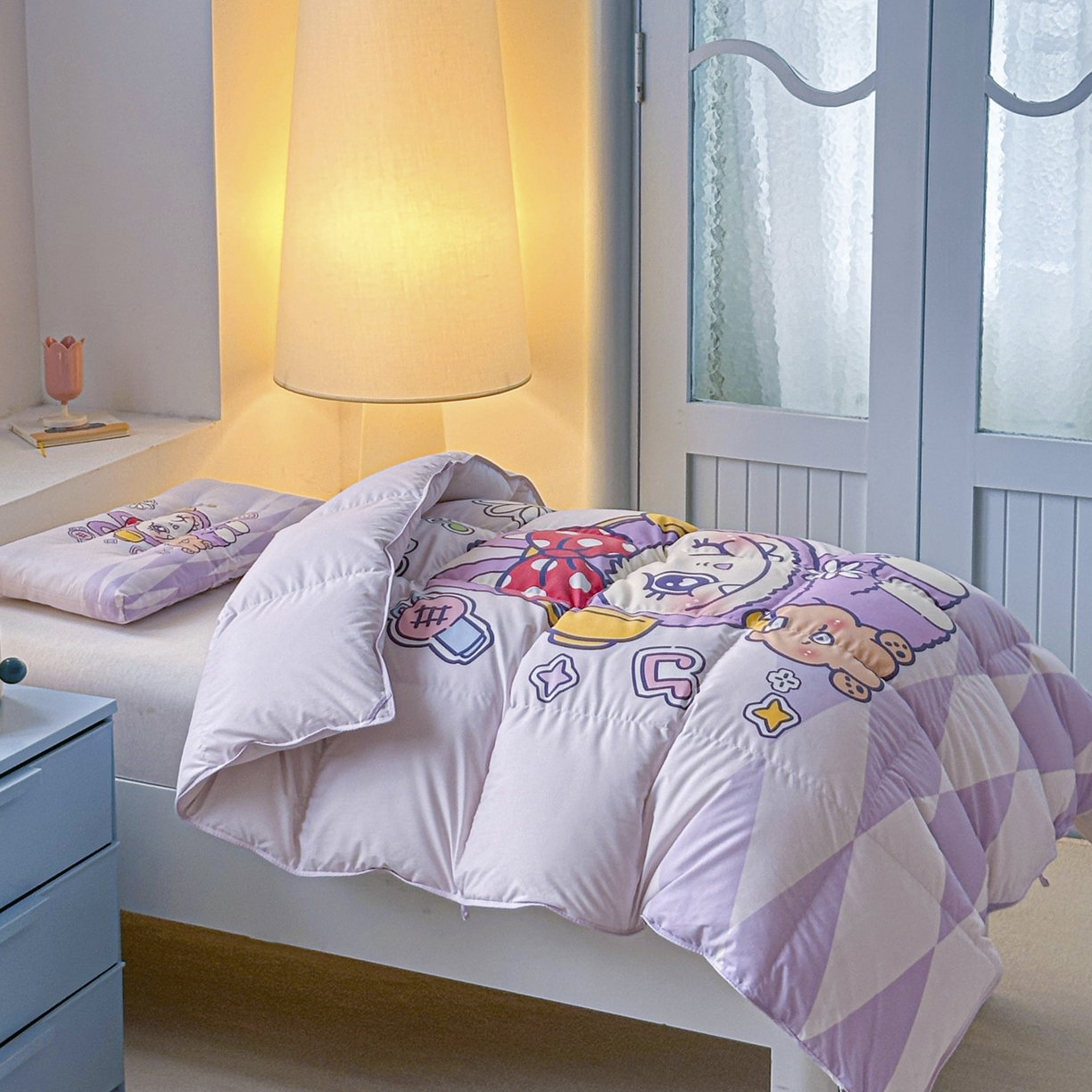 91家纺网 家纺一手货源 找家纺 暖羽屋羽绒馆 2025新款真抗菌防螨95白鸭绒儿童学生被芯羽绒被冬被婴幼儿园小被子被子被芯 紫色拉布尔