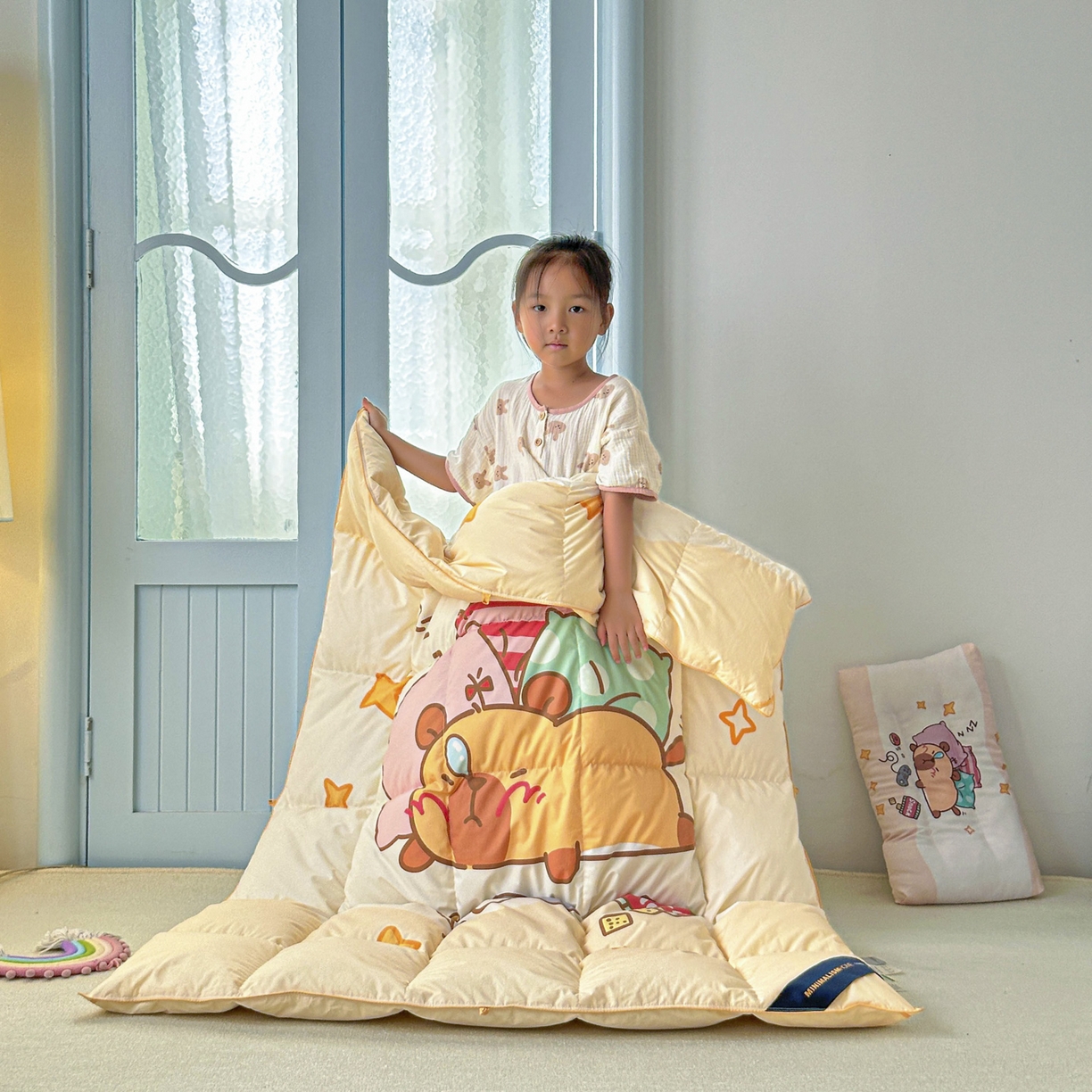 91家纺网 家纺一手货源 找家纺 暖羽屋羽绒馆 2025新款真抗菌防螨95白鸭绒儿童学生被芯羽绒被冬被婴幼儿园小被子被子被芯 放假的快乐2