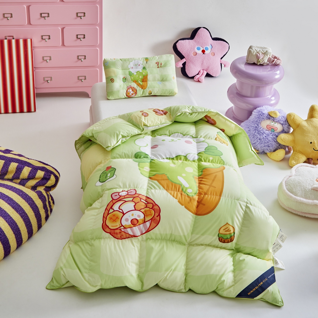 91家纺网 家纺一手货源 找家纺 暖羽屋羽绒馆 2025新款真抗菌防螨95白鸭绒儿童学生被芯羽绒被冬被婴幼儿园小被子被子被芯 清爽狗狗2