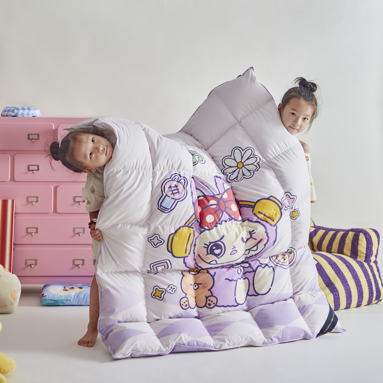 91家纺网 家纺一手货源 找家纺 暖羽屋羽绒馆 2025新款真抗菌防螨95白鸭绒儿童学生被芯羽绒被冬被婴幼儿园小被子被子被芯 紫色拉布尔2