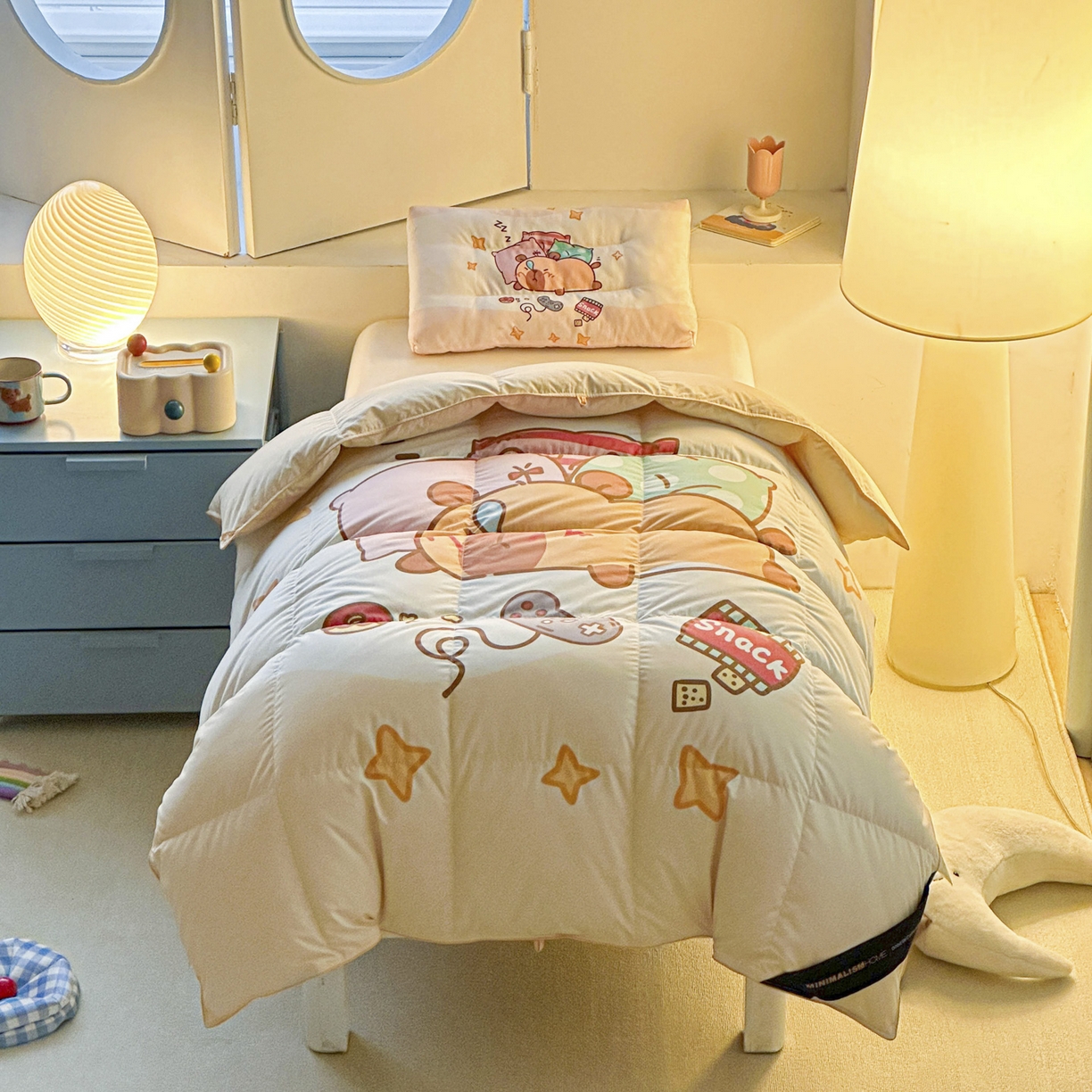 91家纺网 家纺一手货源 找家纺 暖羽屋羽绒馆 2025新款真抗菌防螨95白鸭绒儿童学生被芯羽绒被冬被婴幼儿园小被子被子被芯 放假的快乐2