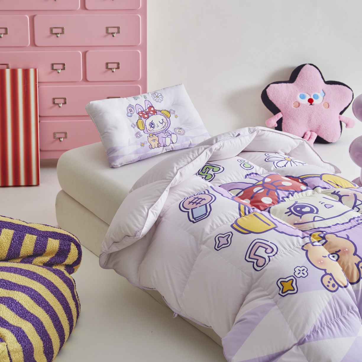 91家纺网 家纺一手货源 找家纺 暖羽屋羽绒馆 2025新款真抗菌防螨95白鸭绒儿童学生被芯羽绒被冬被婴幼儿园小被子被子被芯 紫色拉布尔2