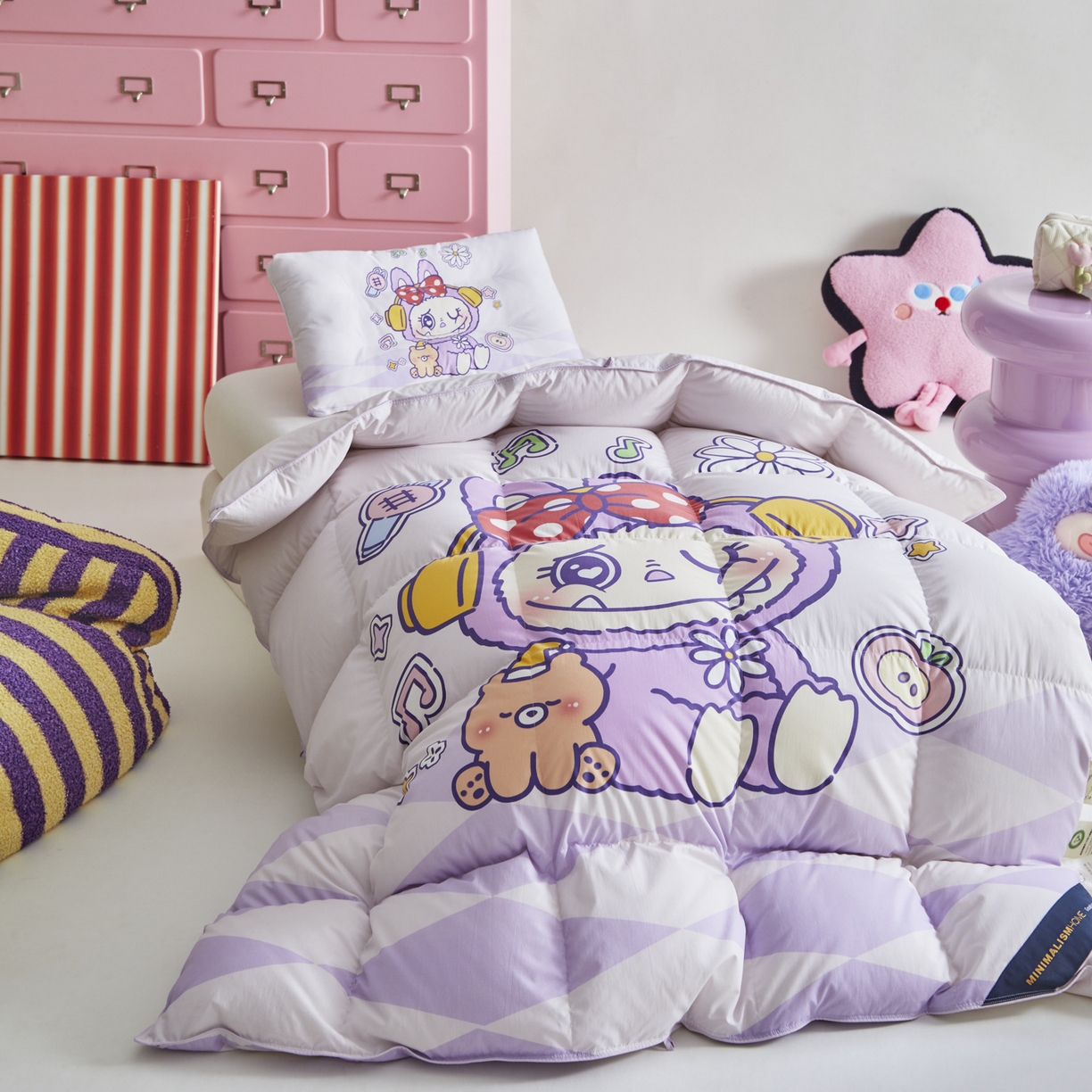 91家纺网 家纺一手货源 找家纺 暖羽屋羽绒馆 2025新款真抗菌防螨95白鸭绒儿童学生被芯羽绒被冬被婴幼儿园小被子被子被芯 紫色拉布尔2