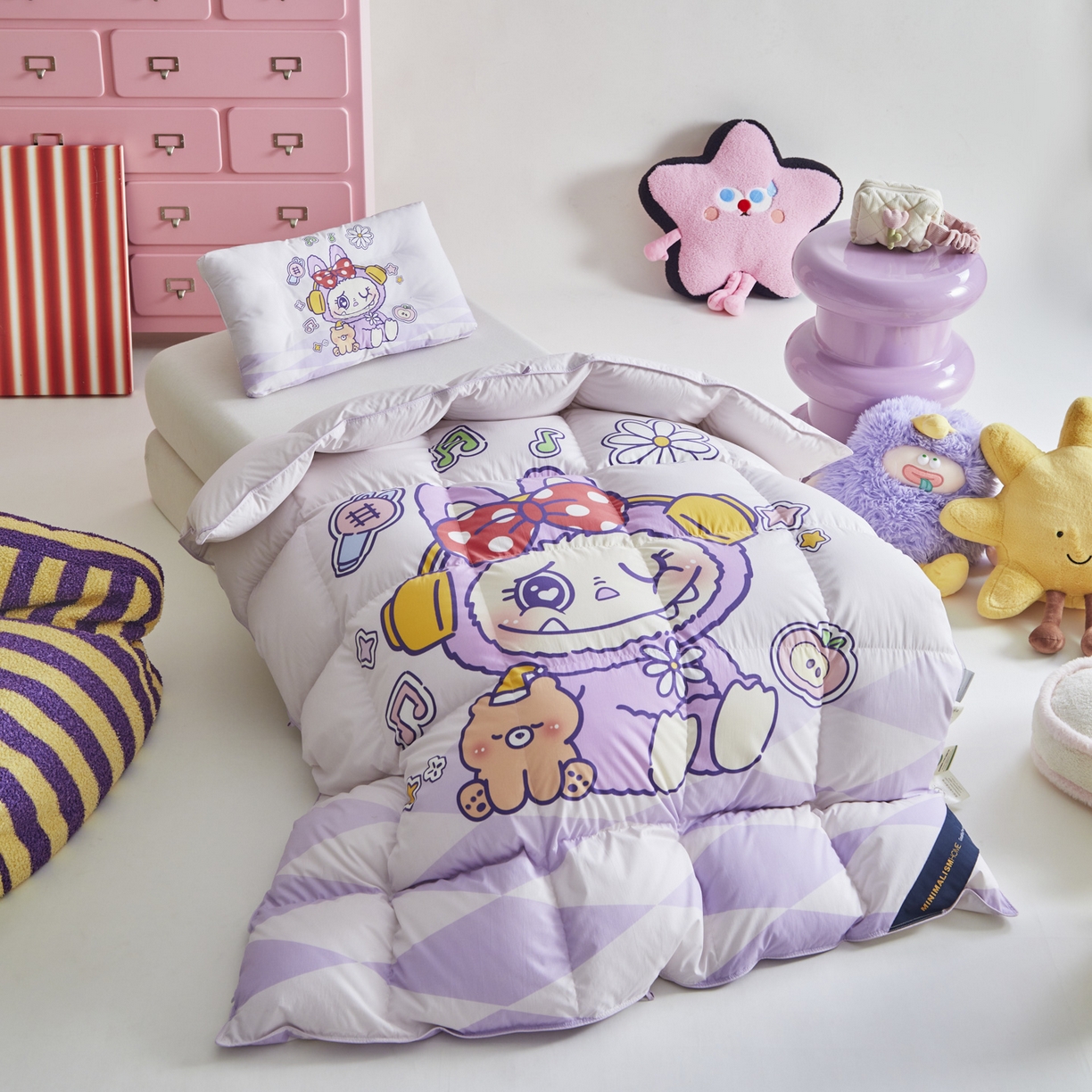 91家纺网 家纺一手货源 找家纺 暖羽屋羽绒馆 2025新款真抗菌防螨95白鸭绒儿童学生被芯羽绒被冬被婴幼儿园小被子被子被芯 紫色拉布尔2