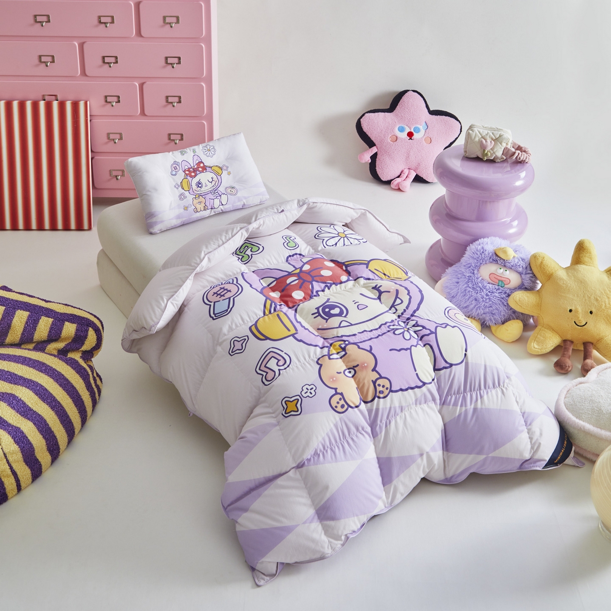 91家纺网 家纺一手货源 找家纺 暖羽屋羽绒馆 2025新款真抗菌防螨95白鸭绒儿童学生被芯羽绒被冬被婴幼儿园小被子被子被芯 紫色拉布尔2