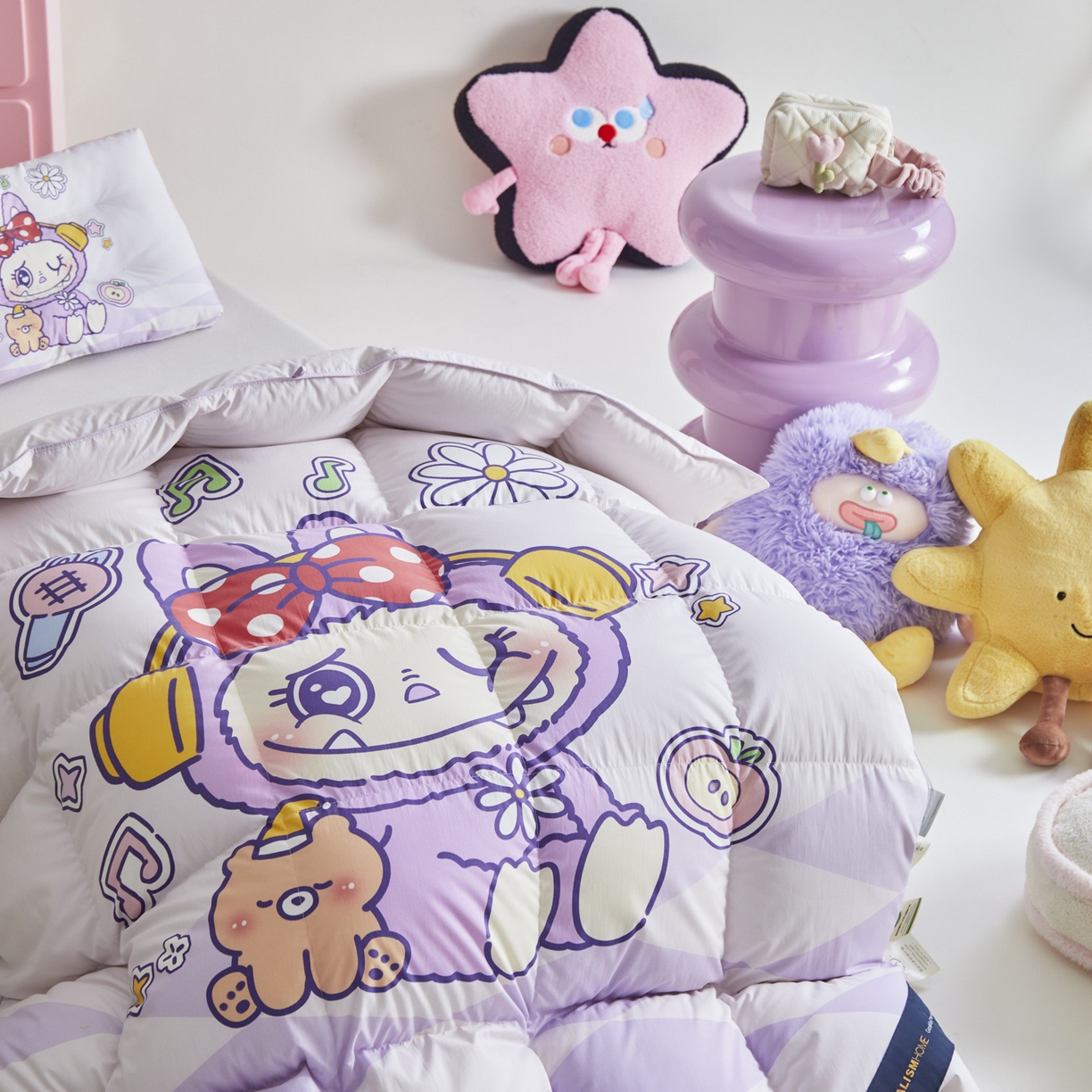 91家纺网 家纺一手货源 找家纺 暖羽屋羽绒馆 2025新款真抗菌防螨95白鸭绒儿童学生被芯羽绒被冬被婴幼儿园小被子被子被芯 紫色拉布尔2