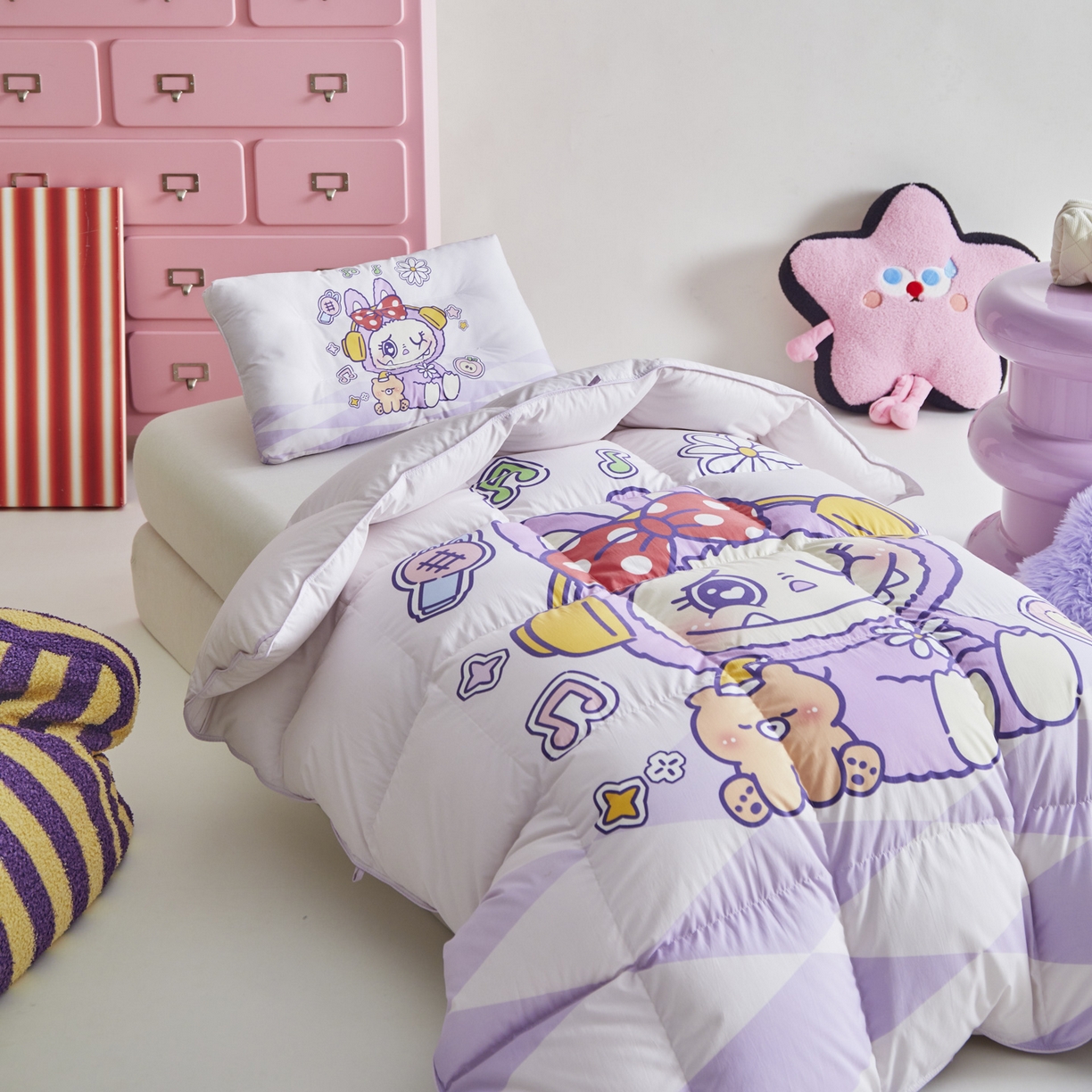 91家纺网 家纺一手货源 找家纺 暖羽屋羽绒馆 2025新款真抗菌防螨95白鸭绒儿童学生被芯羽绒被冬被婴幼儿园小被子被子被芯 紫色拉布尔2