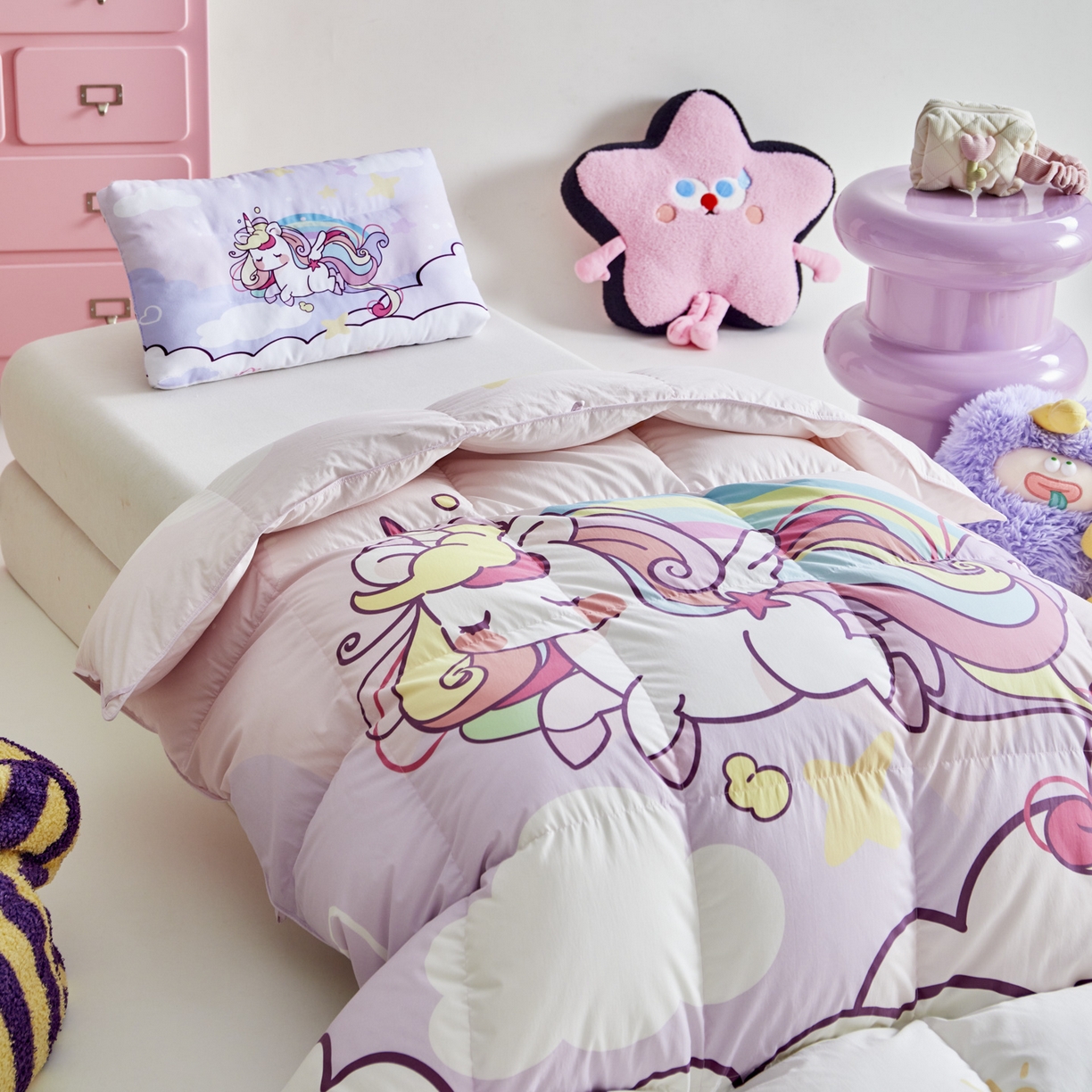 91家纺网 家纺一手货源 找家纺 暖羽屋羽绒馆 2025新款真抗菌防螨95白鸭绒儿童学生被芯羽绒被冬被婴幼儿园小被子被子被芯 云端小马儿2