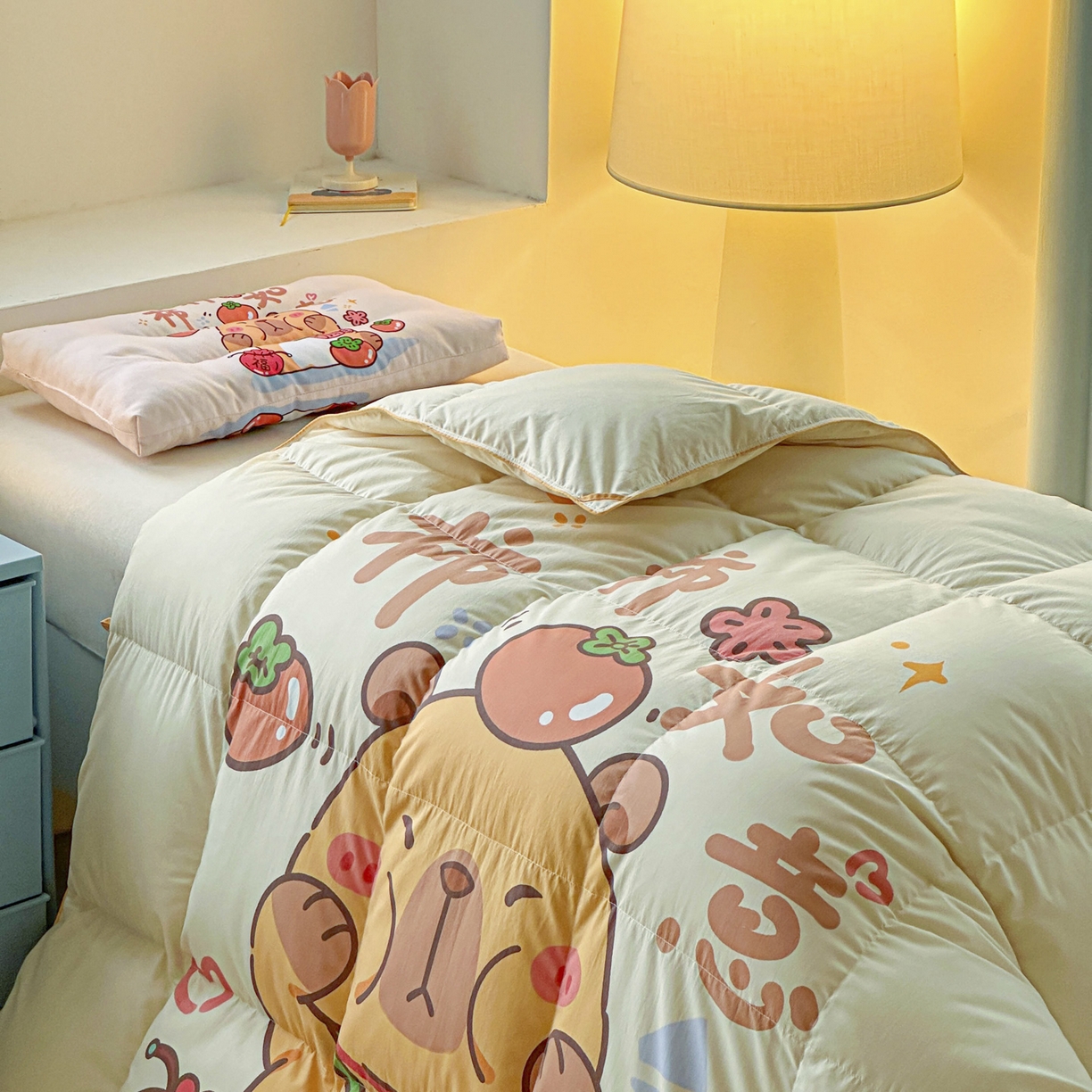 91家纺网 家纺一手货源 找家纺 暖羽屋羽绒馆 2025新款真抗菌防螨95白鸭绒儿童学生被芯羽绒被冬被婴幼儿园小被子被子被芯 柿柿如意