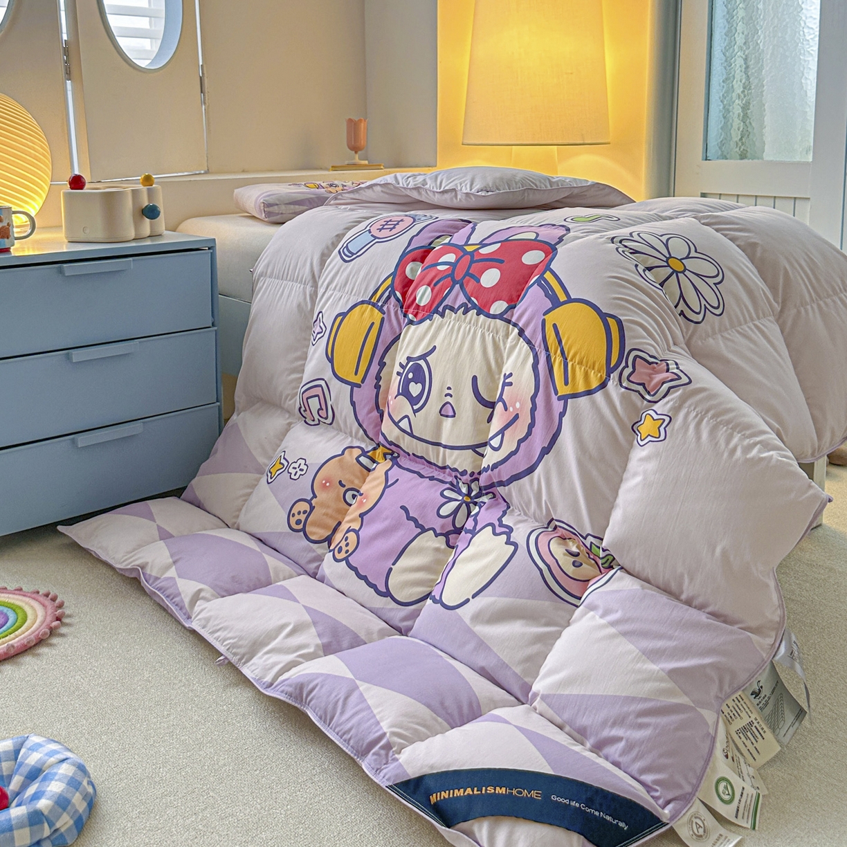 91家纺网 家纺一手货源 找家纺 暖羽屋羽绒馆 2025新款真抗菌防螨95白鸭绒儿童学生被芯羽绒被冬被婴幼儿园小被子被子被芯 紫色拉布尔