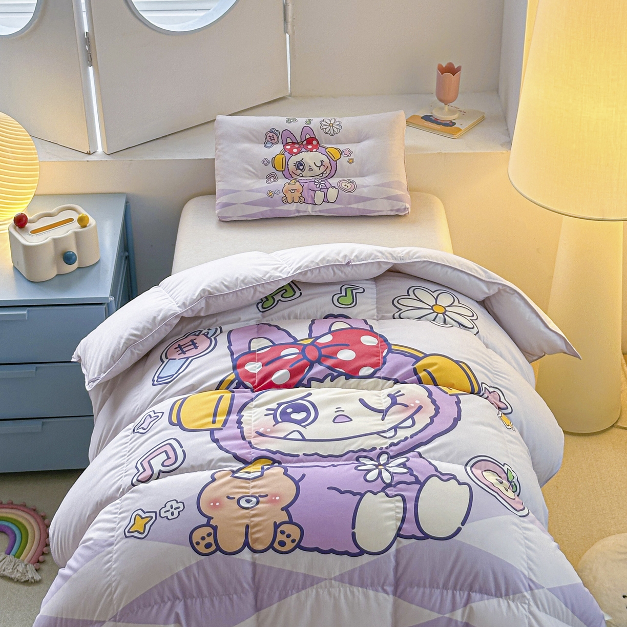 91家纺网 家纺一手货源 找家纺 暖羽屋羽绒馆 2025新款真抗菌防螨95白鸭绒儿童学生被芯羽绒被冬被婴幼儿园小被子被子被芯 紫色拉布尔