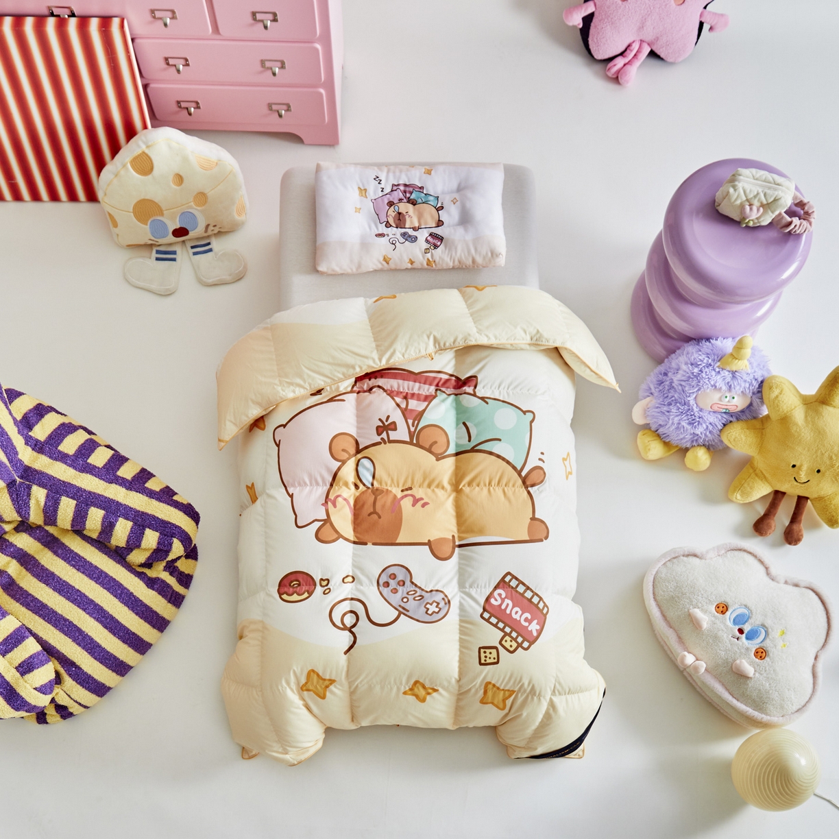 91家纺网 家纺一手货源 找家纺 暖羽屋羽绒馆 2025新款真抗菌防螨95白鸭绒儿童学生被芯羽绒被冬被婴幼儿园小被子被子被芯 放假的快乐