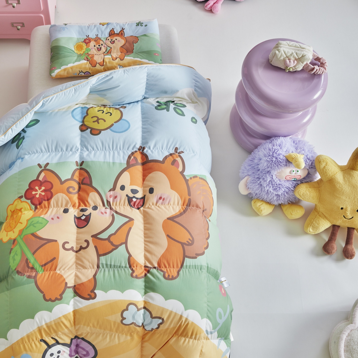 91家纺网 家纺一手货源 找家纺 暖羽屋羽绒馆 2025新款真抗菌防螨95白鸭绒儿童学生被芯羽绒被冬被婴幼儿园小被子被子被芯 两只松鼠2