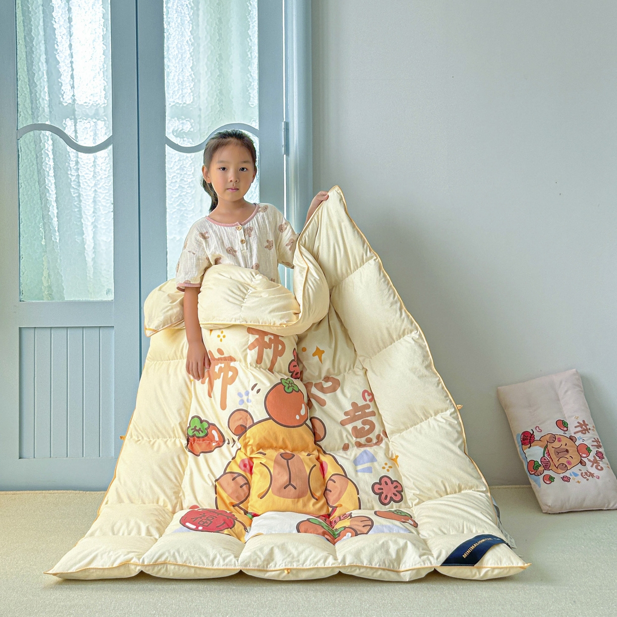 91家纺网 家纺一手货源 找家纺 暖羽屋羽绒馆 2025新款真抗菌防螨95白鸭绒儿童学生被芯羽绒被冬被婴幼儿园小被子被子被芯 柿柿如意