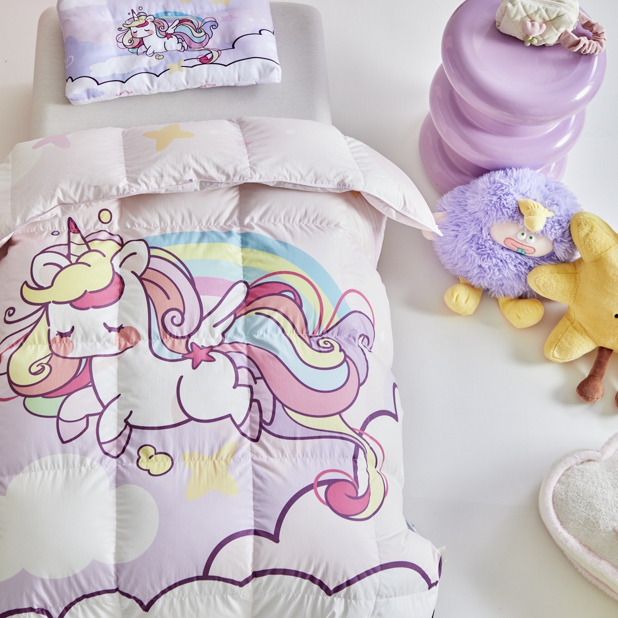 91家纺网 家纺一手货源 找家纺 暖羽屋羽绒馆 2025新款真抗菌防螨95白鸭绒儿童学生被芯羽绒被冬被婴幼儿园小被子被子被芯 云端小马儿2