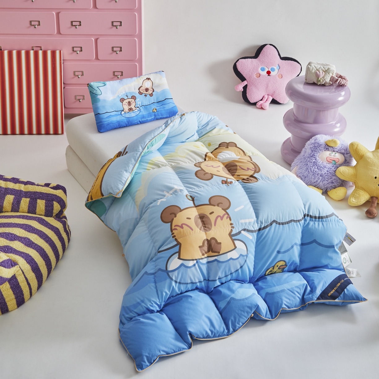 91家纺网 家纺一手货源 找家纺 暖羽屋羽绒馆 2025新款真抗菌防螨95白鸭绒儿童学生被芯羽绒被冬被婴幼儿园小被子被子被芯 鱼鼠同乐2